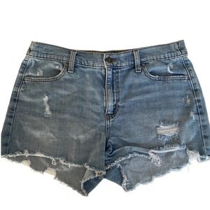 Aerie AE Shorts M Daydream elastic‎ waist light blue cutoff Denim Jean casual